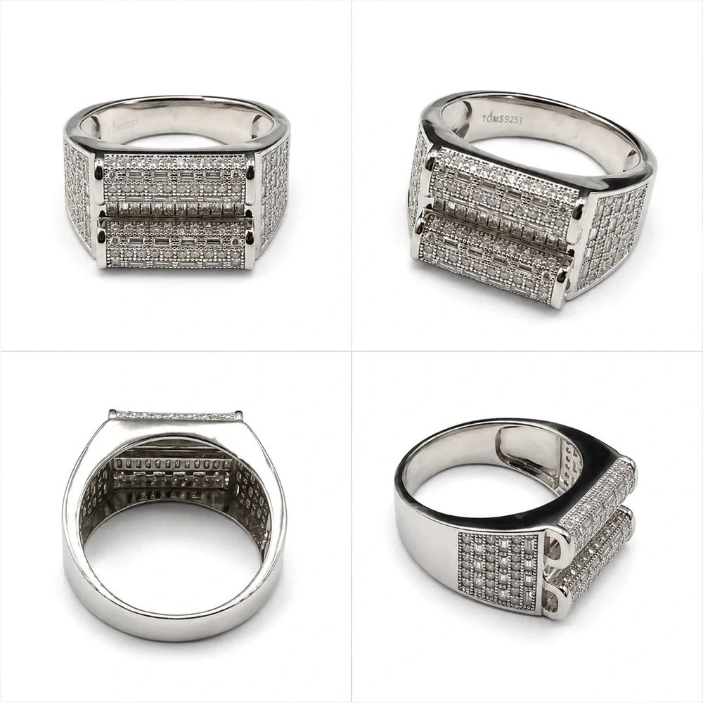 925 Sterling Silver 1.80CT MOISSANITE Iced Out Men’s Ring Size 10 or 11